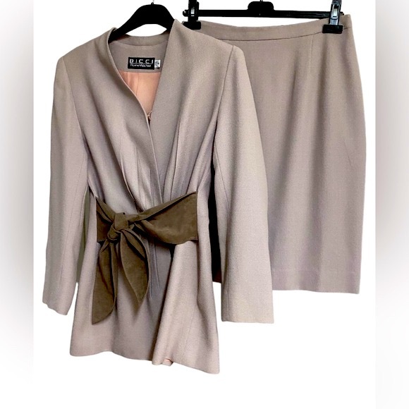 Vintage Bicci Florine Wachter Two Piece Suit Skirt Women 8 Union Made USA Wool - Picture 1 of 15